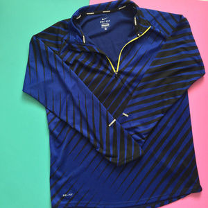 Nike Element Mens Blue Striped 1/4 Zip Pullover